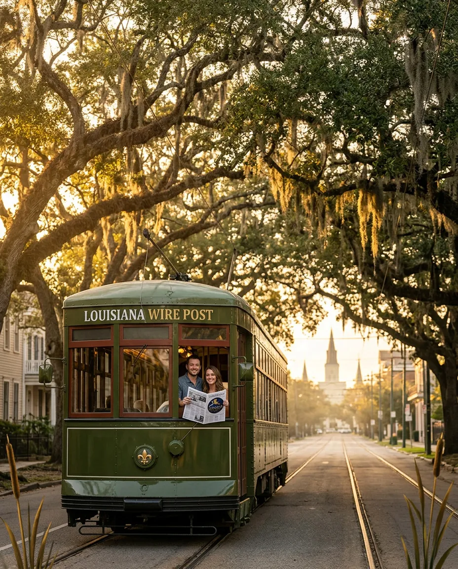 The St. Charles streetcar at dusk
